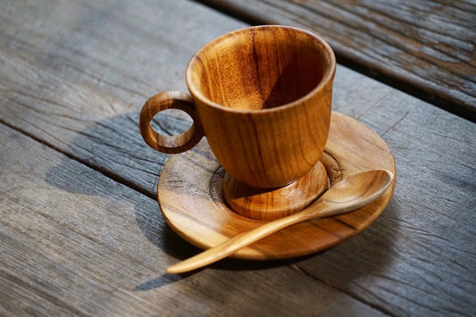 5 Oz Teak Wood Coffee Cup Tea Cup Natural Wood Color Drink Nature Handcrafted Wooden Coffee Set